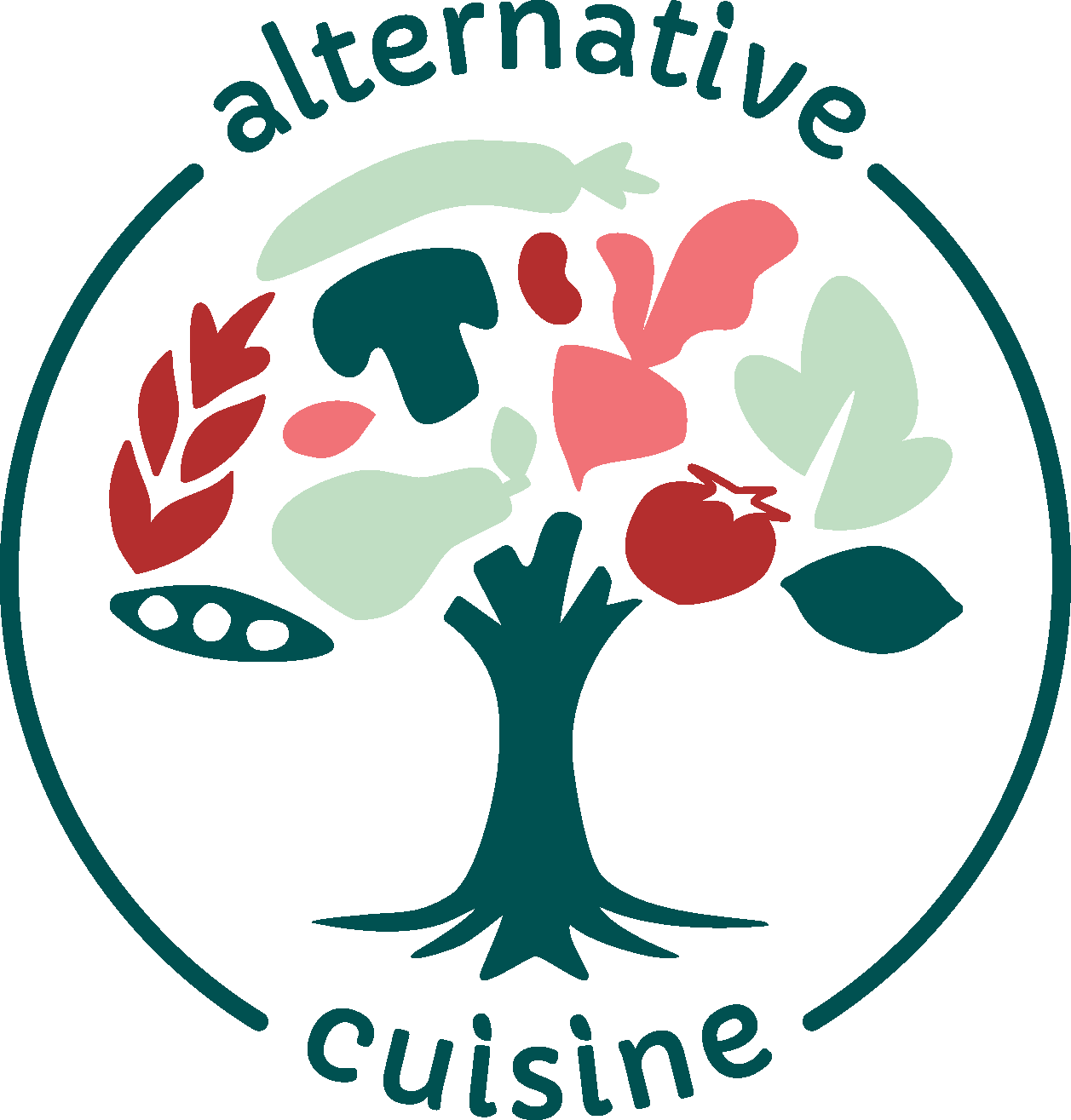 Logo Alternative Cuisine, arbre composé d’aliments colorés