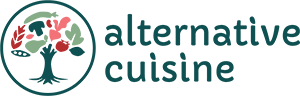 Logo Alternative Cuisine avec arbre et aliments stylisés